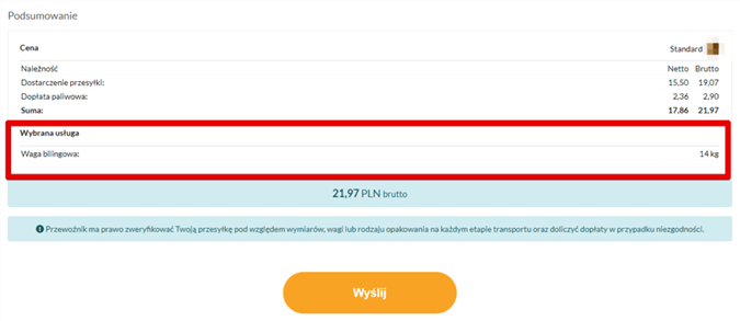 waga bilingowa przesyłki