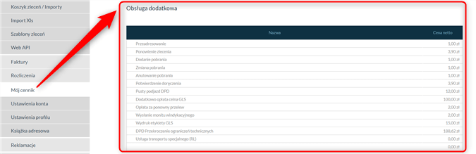dodatkowe opłaty faktura