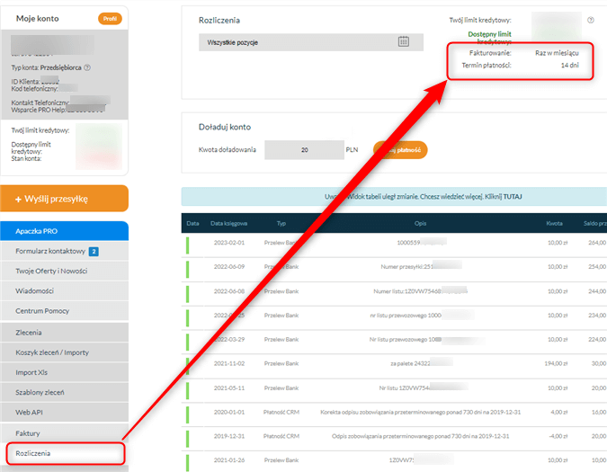 okres rozliczeniowy apaczka