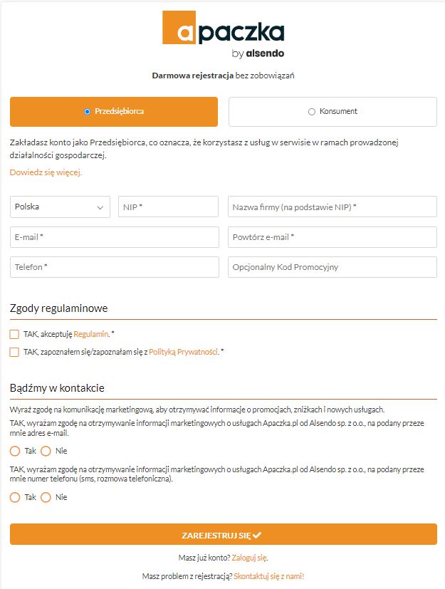 rejestracja konta