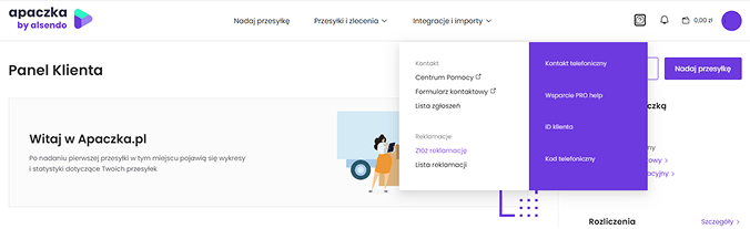 Krok 1. Nowy Panel – wybór opcji „Złóż reklamację”.
