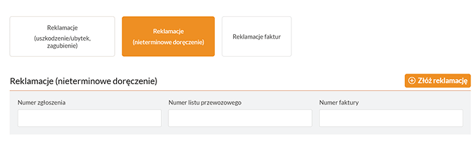 Krok 1. Stary Panel – przejście do zakładki Reklamacje- nieterminowe doreczenie